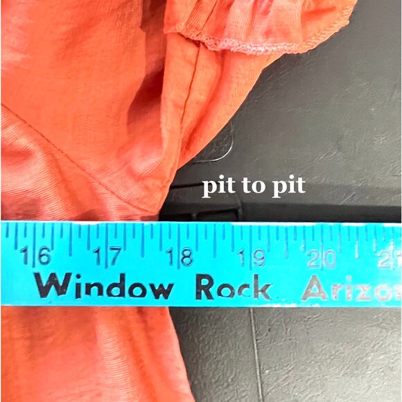 Women's M Off The Shoulder Top Burnt Orange Peasant Boho Prairie Flowy Ruffles - Picture 7 of 8